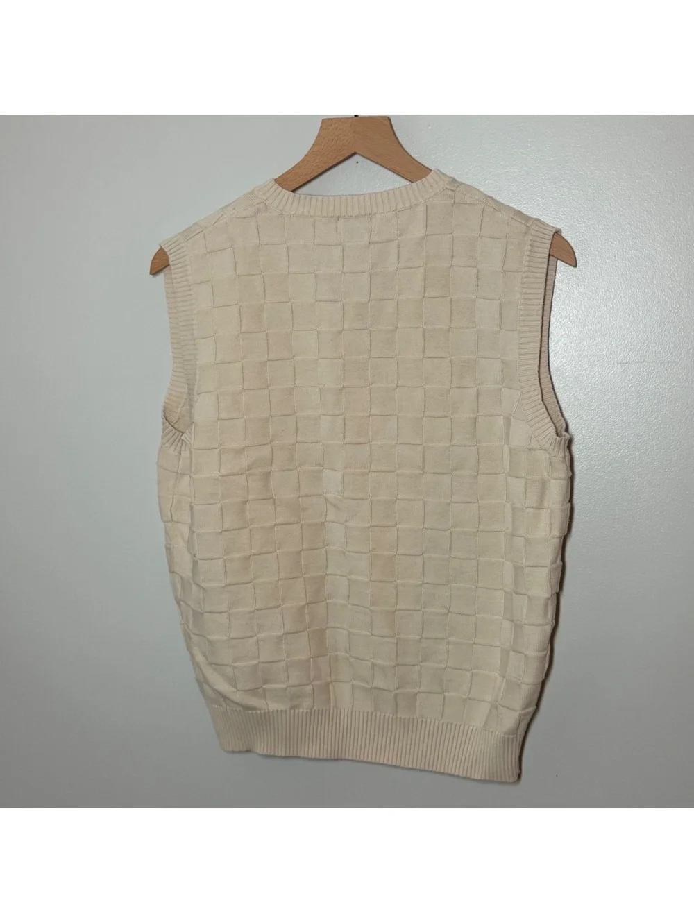Joseph & Lyman Cream Basketweave Sweater Vest Small 100% Cotton Preppy